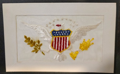 Embroidered silk postcard - embroidered, ww1