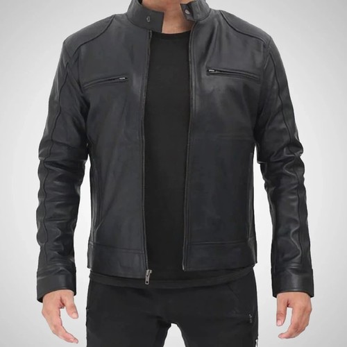 Black genuine lambskin - black, leather