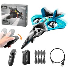 RC Glider Plane 2.4G Remote Control Stunt Foam Jet Drone with Light – Grey/Blue