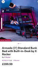 X-Rocker High Sleeper Gaming Bunk Bed with Desk