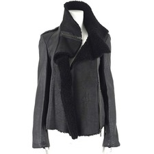 STUNNING WOMENS ALL SAINTS NENE LEATHER SHEEPSKIN AVIATOR BIKER JACKET BLACK 12