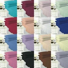 Easy Care Plain Dyed Flat Bed Sheets 4 Ft Bunk Single Double King Super King