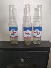 3 Vintage Esso Extra Motor Oil Glass Bottles 