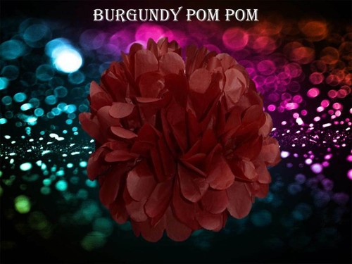 Burgundy tissue pom - pom, paper