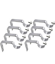 Stainless Steel Curtain Rod Brackets Silver Hardware Window Wall Holders - 8 Pcs