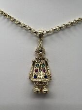 9ct Gold Multi Gem Movable Clown Necklace Pendant Fully Hallmarked & Boxed