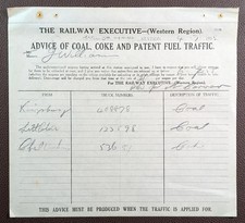 1955 BR Railway Executive Coal Coke Fuel Traffic Advice Winchcombe Station