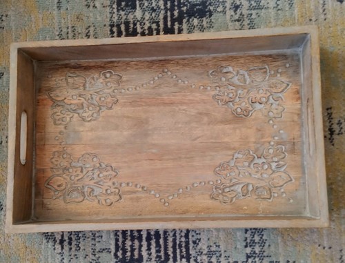 Inlaid wooden serving tray - inlaid,