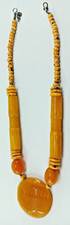 VINTAGE Necklace G.D.R. BAKELITE CORAL CATALIN BEADS RARE Orange Large Beads