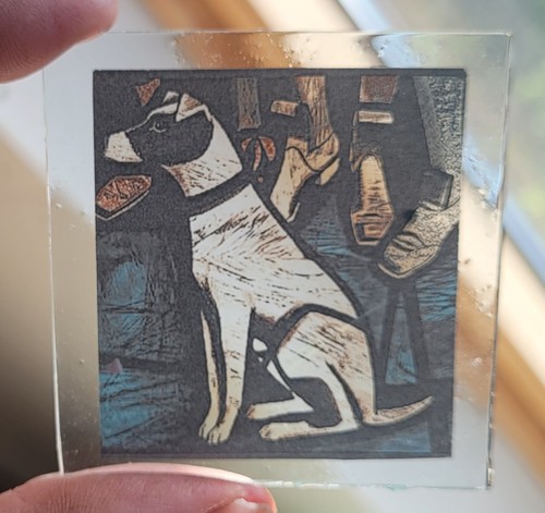 Stained glass dog - , permanent