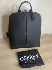Osprey London Navy Blue Leather Adjustable Backpack Zip With Stitch Detail New