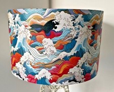 Japanese Waves Lampshade, Light shade, oriental art, shabby chic, free gift