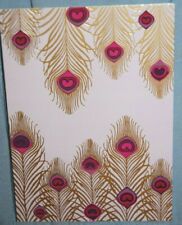 Matthew Williamson: Peacock Heart, Small Greeting Card, Gold Foil Highlights NEW