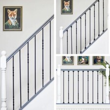 Deluxe Set of 2 Black Stair Spindles - Pattern 2 With or Without Brackets