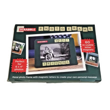 Official Scrabble Photo Frame 60 Re-Usable Letter Magnets Perfect for 6x4" Photo