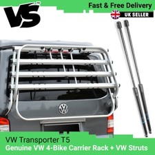 FITS VW T5 TRANSPORTER 03-09 GENUINE 4 BIKE TAILGATE BICYCLE RACK & 1080N STRUTS