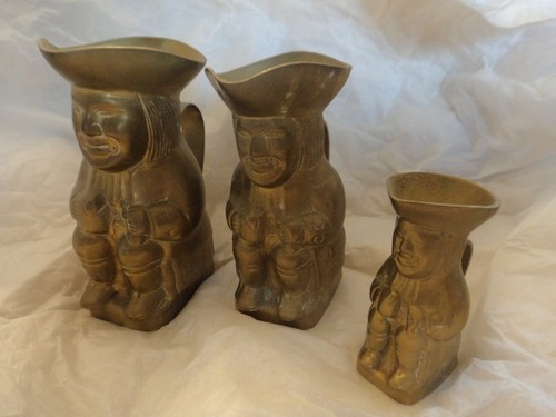 Brass toby jugs set 3 - brass,