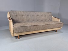 Vintage Danish Sofa Bed 1960s Grey and Cream Wool MCM Retro EB9376 M4SS