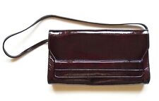 L. K. Bennett Ella Clutch Bag Aubergine Patent Leather Chain Strap New Tags BNWT