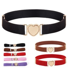 Boys Kids Belt Girls Elastic Adjustable Children Alloy Heart Belt Buckle Toddler