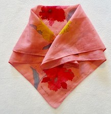 MARIO VALENTINO AUTOSIGNED NECKERCHIEF/SMALL SCARF/SQUARE 16"x16" FLORAL DESIGN