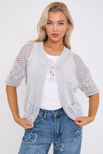 Womens tie open front shrug - front,