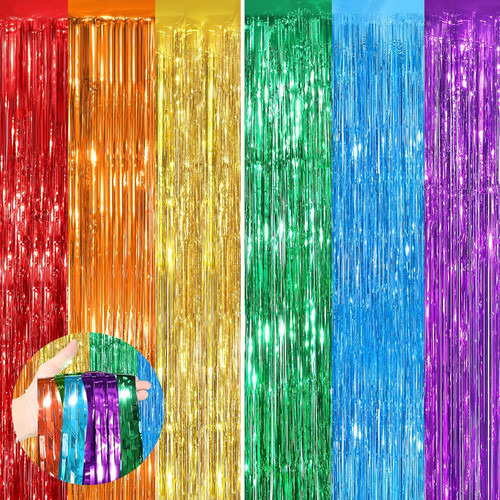 Rainbow fringe curtain party - rainbow,