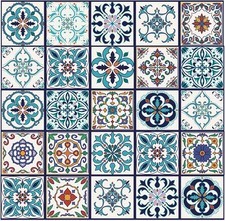50pc Tile Stickers,Retro