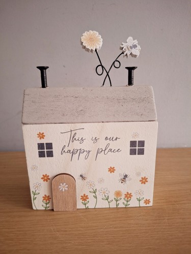 Wooden block house ornament - block,