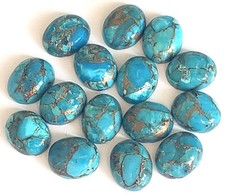 Blue Copper Turquoise Gemstone 4x6mm Oval Cabochon Calibrated - 5 Pieces