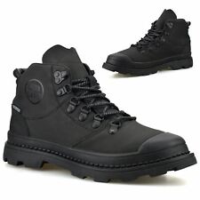 Mens Leather Waterproof Military Combat Walking Work Ankle Biker Boots Shoe Size
