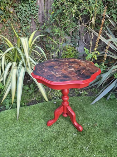 Vintage upcycled side table - side,
