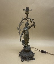 Victorian Spelter Table Lamp Lady Figure 52cm C1900