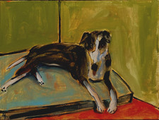 "Greyhound Relaxing" signed