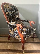 House of Hackney Limerence Blue Velvet Victorian Nursing Chair Reupholstered