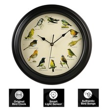 Singing Bird Wall Clock Cuckoo Hanging Talking Chiming Clock 12 Bird Species UK