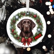 Personalised Chocolate Labrador Christmas Decoration - Dog, Xmas Tree Ornament