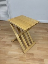 Stunning Retro Solid Beech Wood Folding Side Table Occasional Table Plant Stand