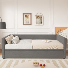Daybed with Trundle Single Guest Bed Pull out Bed for Living Room and Bedroom