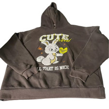 Vintage female Bershka Bunny graphics Brown Hoodie in S|L24 W23|SKU 6092