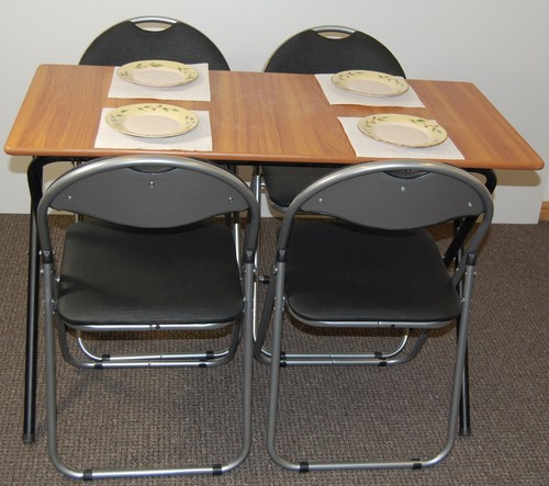 Folding table and chairs - table,