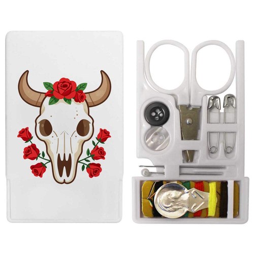 Cow skull with - skull, roses'