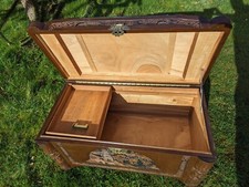 Vintage Chinese Carved Camphor Wood Blanket Chest - Delivery Available.