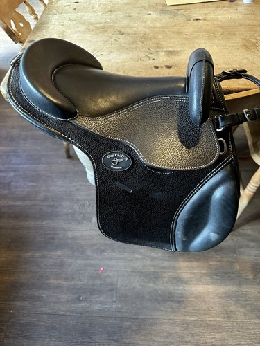 Black leather pony saddle - black,