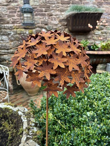 Rusty hydrangea metal - rusty, flower