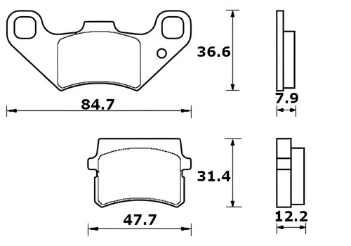 Front recessed brake pads for - brake,