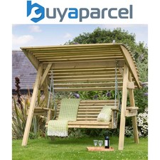 Zest Miami Wooden Garden Swing 2 Seater Bench With Roof Canopy & Cover