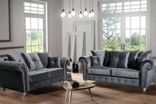 Velvet Grey Sofa Set 3+2+1 / Corner L Shape Lounge Suite Couches Settees OLYMPIA
