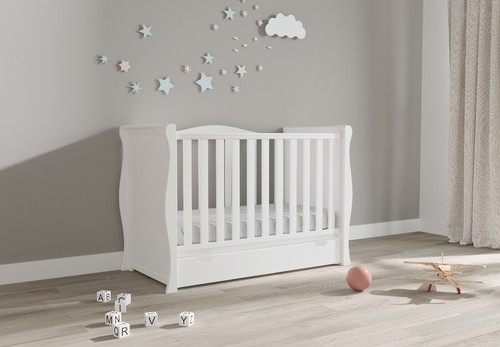 Baby willow white sleigh cot - sleigh,