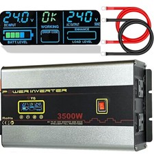 YQ Power Inverter DC24V to AC240V 3500W 7000W LCD USB Converter for Truck Lorry